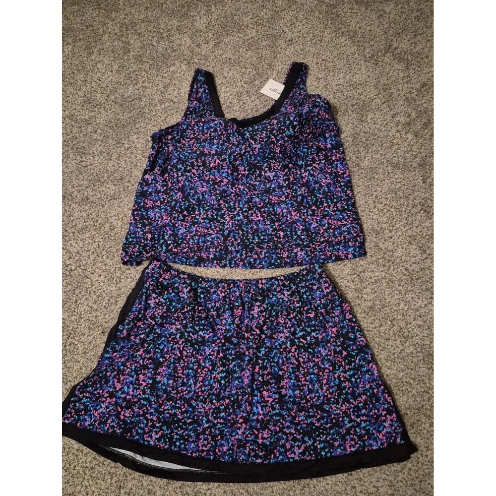 NWT Swimsuits For All Two Piece Abstract Confetti Speckled Tankini Skort Sz 20